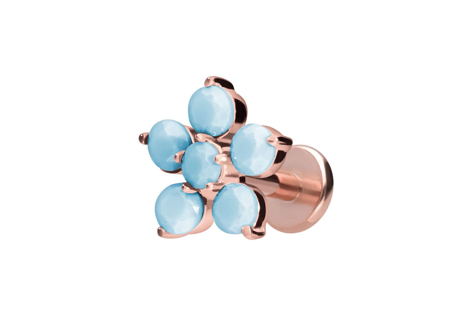 Titan Labret Piercing mit Innengewinde BLUME + SYNTHETISCHE TÜRKISE